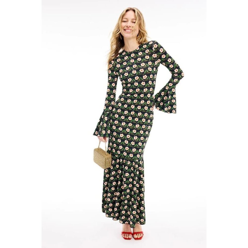 LA DoubleJ Floral Maxi Dress - Green and Pink
